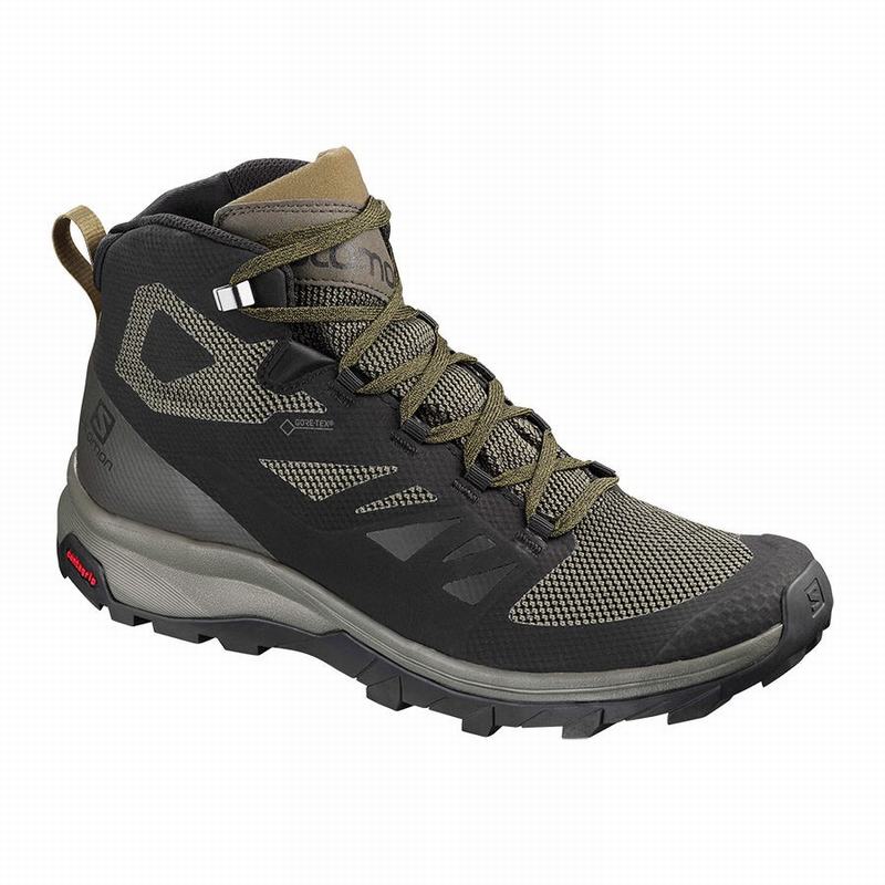 Salomon OUTLINE MID GORE-TEX Botas De Montaña Hombre - Negras / Marrones - Colombia (21786-YALJ)